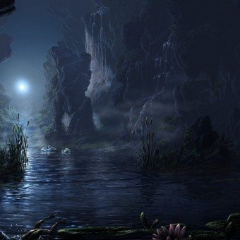 fantasy_lake_animal_moon_waterfall_landscape_beauty_night_1920x1080