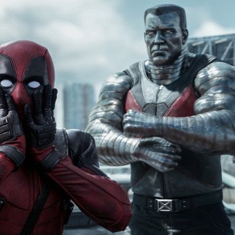 Deadpool (Ryan Reynolds) reacts to Colossus’ (voiced by Stefan Kapicic) threats.
